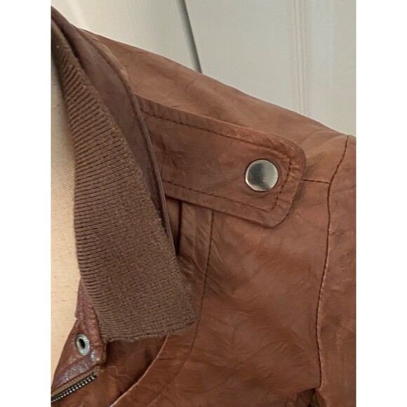 Womens Sz 36 Sm CARRIE LACROX Brown Italian Lambskin Leather Flight Biker Jacket - Picture 7 of 12